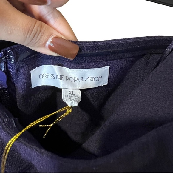 Dress the Population Ellen Strapless Dress Dark Purple/Boysenberry Size XL - Picture 4 of 7